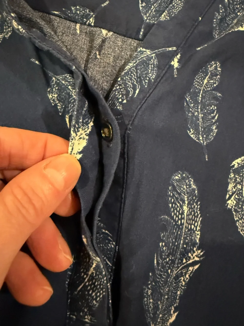 Banana Republic Feather Print Tunic Dress Blue Long Sleeve Size 6 - Picture 8 of 13